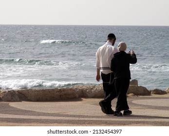 Mediterranean Coast In Tel Aviv, Early Spring, Waves, Travel, Vacation