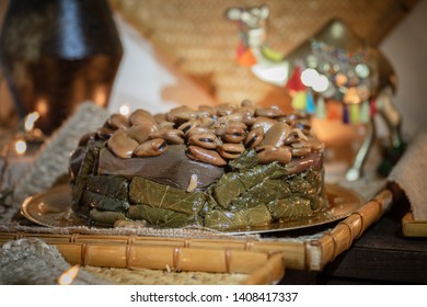 Mediterranean Food - Grape Leaves Rolled On Rice With Stuffed Eggplant With Rice Too And Beans, Known In Turkey And Syria As Yaprak And As Dolma In Iraq And Persian Gulf Area.