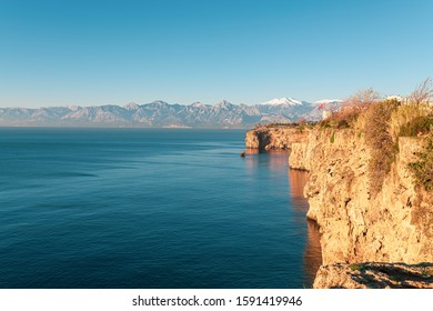 Mediterranean Sea Along The Falez In Antalya Turkey