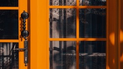 Mediterranean Style Orange Windows Doors. Orange Bay Windows And French Doors