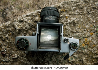 Medium Format Camera With Landscape 