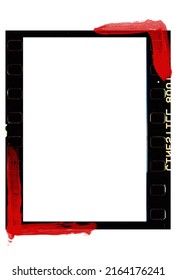 Medium Format Color Film Frame. Blank Large Format Blank Film Negative Or Picture Frame, Free Photo Space.