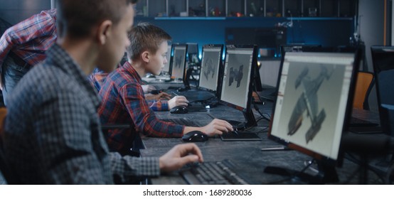 Medium shot of a boy learning 3D design in school