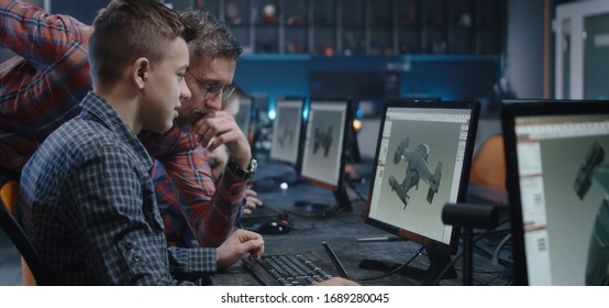 Medium shot of a boy learning 3D design in school