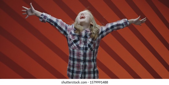 Medium Shot Of A Child Actress Acting A Scene In A Musical