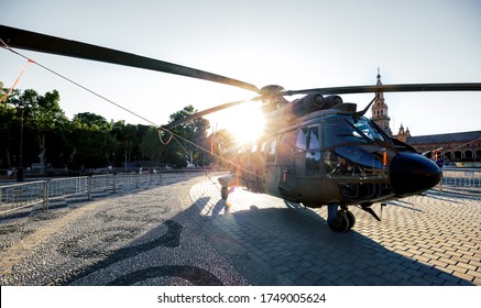 Medium Transport Helicopter. Display Of Military Vehicles. Spanish Armed Forces Day.