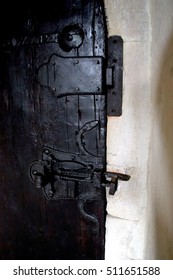 Medival Old Vintage Massive Castle Wooden Door With Huge Iron Lock And Handle