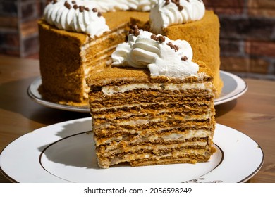 Medovik. Layered Russian Honey Cake