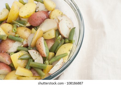 Meduim Cooked Steak Cut With Young Potato Salad Isolated