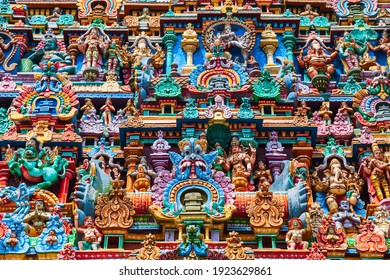 Meenakshi Amman Temple decor, a historic hindu temple located in Madurai city in Tamil Nadu in India