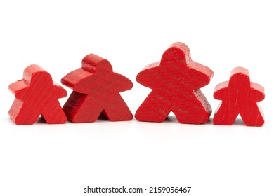 Meeple Family - Figurines For A Board Game Of Red Color