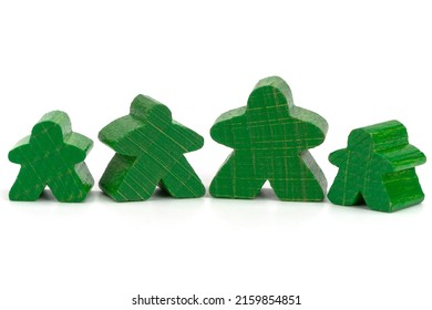 Meeple Family - Figurines For A Board Game Of Green Color