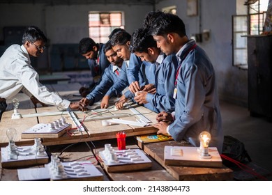 Meerut, Uttar Pradesh, India- April 22 2015: Student Testing And Making Circuit Board With The Help Of Tools During A Electrician Training Class At Government Industrial Training Institute Meerut City