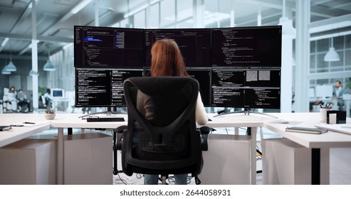 Meet The Female Web Developer Coding On Her Computer At Work.