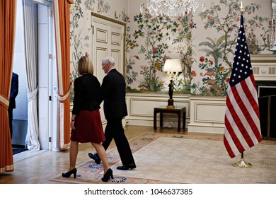 Meeting Between US Vice President Mike Pence And Federica Mogherini, High Representative Of The Union For Foreign Affairs At The Residence Of The U.S. Ambassador In Brussels, Belgium On Feb. 20, 2017