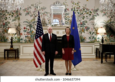 Meeting Between US Vice President Mike Pence And Federica Mogherini, High Representative Of The Union For Foreign Affairs At The Residence Of The U.S. Ambassador In Brussels, Belgium On Feb. 20, 2017