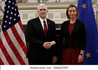 Meeting Between US Vice President Mike Pence And Federica Mogherini, High Representative Of The Union For Foreign Affairs At The Residence Of The U.S. Ambassador In Brussels, Belgium On Feb. 20, 2017