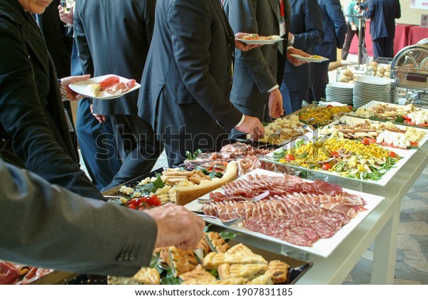 Meeting Business People During Buffet Self Stock Photo 1907831185 ...