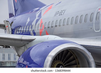 Meeting The First Flight At Pulkovo Airport Boeing 737-800 Smartavia Nordavia Russia, Saint-Petersburg, 10 April 2019