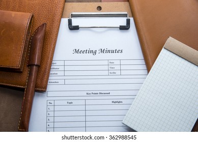 Meeting Minutes With Leather Stationery