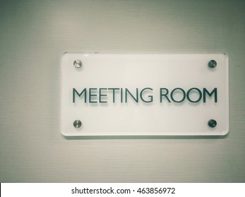 The Meeting Room White Sign On The Wall With Copy Space