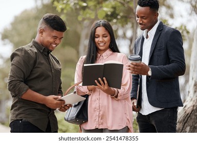 Meeting, team and notebook with business people in city for site planning, urban designer and zoning development. Collaboration, project management and research with employees for brainstorming - Powered by Shutterstock