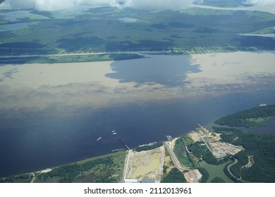 The Meeting Of Waters Is The Confluence Between The Rio Negro, A River With Dark (almost Black Coloured) Water, And The Sandy-coloured Amazon River Or Rio Solimões. 