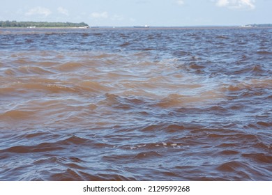 Meetings Of The Rio Negro And Rio Solimões In The Amazon Region, Different Color Tones