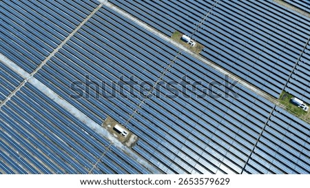 Mega solar panel directly above aerial view.