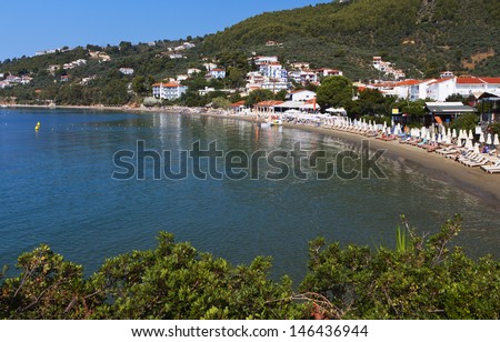 Megali Ammos beach at Skiathos island in Greece