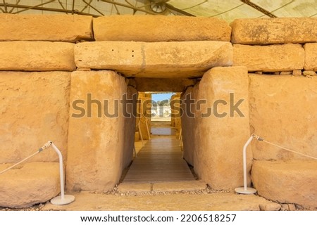 Megalithic ancient temple at the Hagar Qim Complex in Qrendi Malta