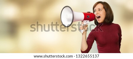 Megaphone women shouting screaming pin-up girl people old-fashioned