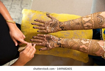 Mehndi Artist Making Henna Design Bridal Hand