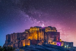 Mehrangarh Fort Ancient Architecture, Located In Jodhpur, Rajasthan Is One Of The Largest Forts In India, UNESCO World Heritage Site, Blue City, Jodhpur, Rajasthan, India.