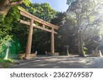 Meiji Jingu Shrine, the first torii gate. Tokyo, Japan