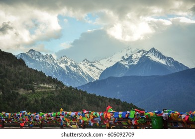 Meili snow mountain in Yunnan, China. Meili Snow Mountains is one of the most sacred mountains of Tibetan Buddhism.