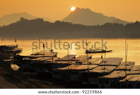 Mekong river,port, Luang Prabang, laos