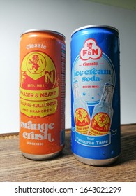 Melaka, Malaysia. Feb 10 2020:
F&N Ice Cream Soda And Orange Crush Classic Design Can.