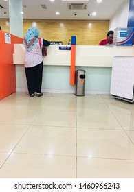 Melaka Malaysia. July 2019. A Bank Transaction Counter. 