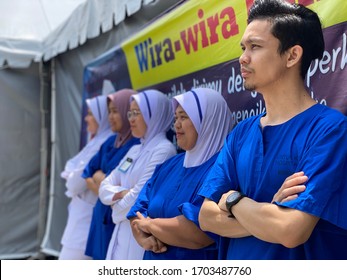 Melaka/Malaysia - April 14,2020 : A Healthcare Worker As A Frontliner During Covid19 Outbreak