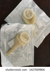 Melaka/Malaysia - June 18,2019 : A condom catheter in plastic packaging for ease male patient to urinate