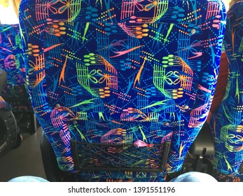 Melaka/Malaysia - May 4,2019 : Bus Seat Cover With Colorful Design