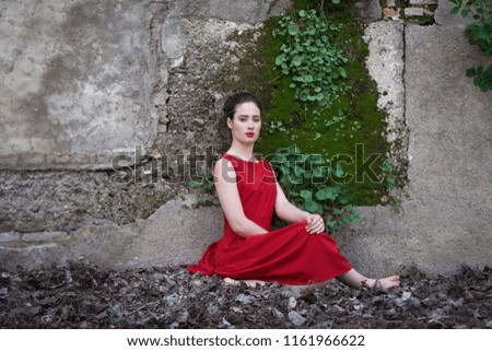 Similar – Portrait of girl in red dress