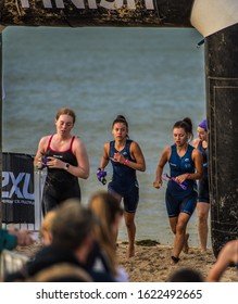 MELBOURNE, AUSTRALIA -12JANUARY, 2020: 2XU Triathlon Series, St Kilda, Melbourne 2020, Race 3, Fun-Tri Race, Finish Line Of Swim Race.