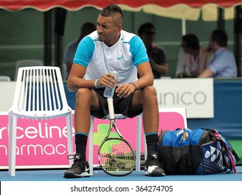 Melbourne, Australia, 2016 January 13: Nick Kyrgios Of Australia At An Exhibition And Practice Match At Kooyong Tennis Club 