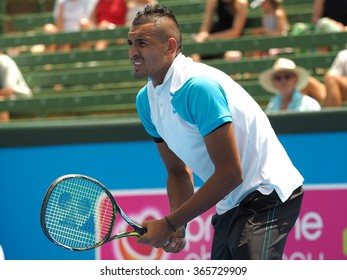 Melbourne, Australia, 2016 January 13: Nick Kyrgios Of Australia At An Exhibition And Practice Match At Kooyong Tennis Club
