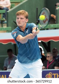 Melbourne, Australia, 2016 January 13: David Goffin Of Belgium At An Exhibition And Practice Match At Kooyong Tennis Club
