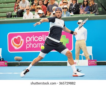 Melbourne, Australia, 2016 January 15: Feliciano Lopez Of Spain At An Exhibition And Practice Match At Kooyong Tennis Club
