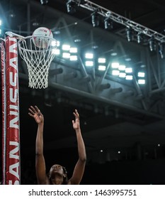 MELBOURNE, AUSTRALIA -28 JULY, 2019: Suncorp Super Netball, Melbourne 2019, Week 10, Collingwood Magpies Netball VS Giants Netball. Goal.