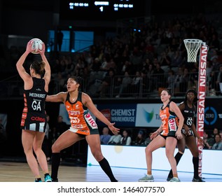 MELBOURNE, AUSTRALIA -28 JULY, 2019: Suncorp Super Netball, Melbourne 2019, Week 10, Collingwood Magpies Netball VS Giants Netball. Defence.